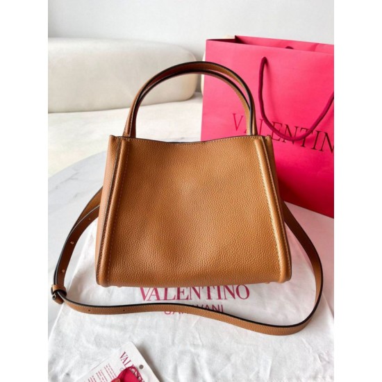 Replica Valentino Alltime Medium Bag Brown Grained Calfskin