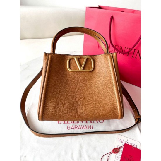 Replica Valentino Alltime Medium Bag Brown Grained Calfskin