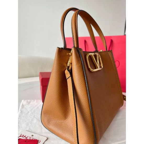 Replica Valentino Alltime Medium Bag Brown Grained Calfskin