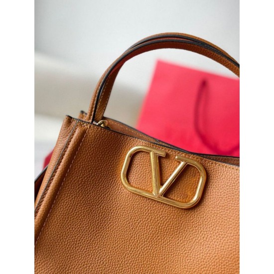 Replica Valentino Alltime Medium Bag Brown Grained Calfskin