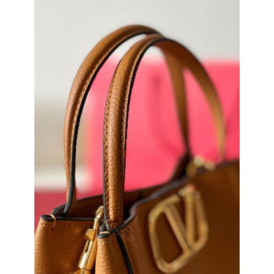 Replica Valentino Alltime Medium Bag Brown Grained Calfskin