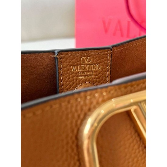 Replica Valentino Alltime Medium Bag Brown Grained Calfskin