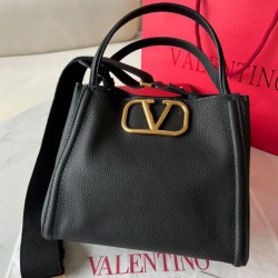 Replica Valentino Alltime Medium Bag Black Grained Calfskin
