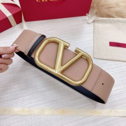 Replica Valentino VLogo Reversible Belt 70mm Beige and Black Calfskin