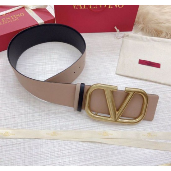 Replica Valentino VLogo Reversible Belt 70mm Beige and Black Calfskin