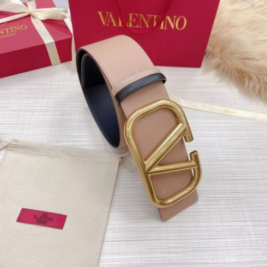 Replica Valentino VLogo Reversible Belt 70mm Beige and Black Calfskin