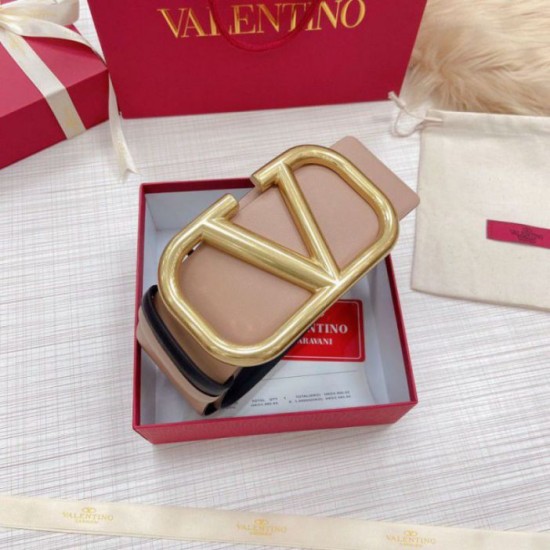 Replica Valentino VLogo Reversible Belt 70mm Beige and Black Calfskin
