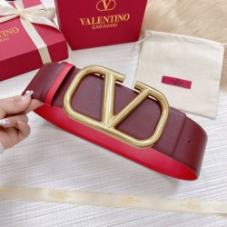 Replica Valentino VLogo Reversible Belt 70mm Burgundy and Red Calfskin