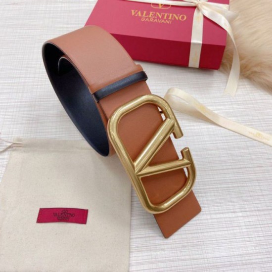 Replica Valentino VLogo Reversible Belt 70mm Brown and Black Calfskin