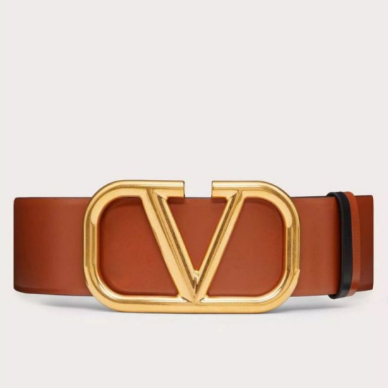 Replica Valentino VLogo Reversible Belt 70mm Brown and Black Calfskin