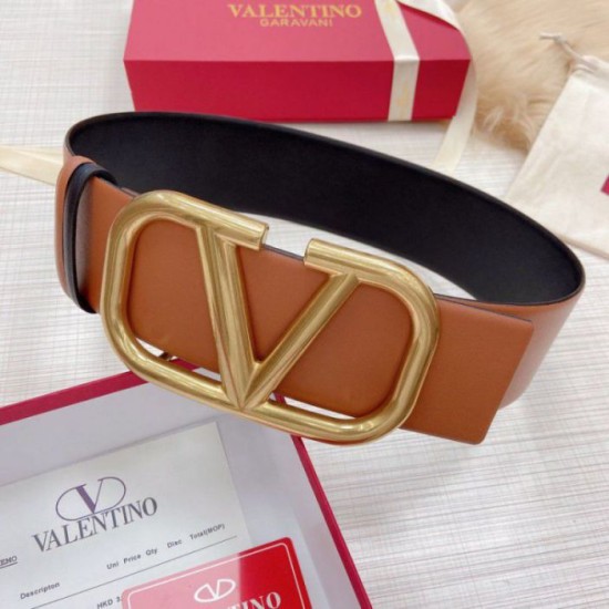 Replica Valentino VLogo Reversible Belt 70mm Brown and Black Calfskin