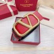 Fake Valentino VLogo Reversible Belt 70mm Black and Red Calfskin Replica