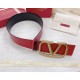 Fake Valentino VLogo Reversible Belt 70mm Black and Red Calfskin Replica