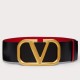 Fake Valentino VLogo Reversible Belt 70mm Black and Red Calfskin Replica