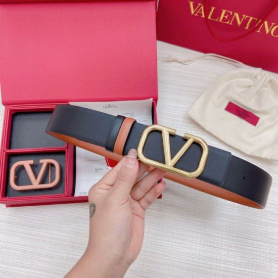 Replica Valentino VLogo Reversible Belt 40mm Brown and Black Calfskin