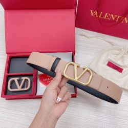 Replica Valentino VLogo Reversible Belt 40mm Beige and Black Calfskin