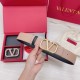 Replica Valentino VLogo Reversible Belt 40mm Beige and Black Calfskin