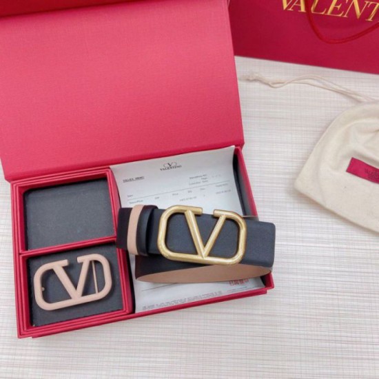 Replica Valentino VLogo Reversible Belt 40mm Beige and Black Calfskin