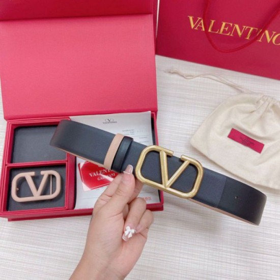 Replica Valentino VLogo Reversible Belt 40mm Beige and Black Calfskin