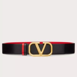 Replica Valentino VLogo Reversible Belt 40mm Black and Red Calfskin