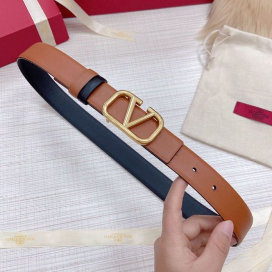 Fake Valentino VLogo Reversible Belt 30mm Brown and Black Calfskin Replica