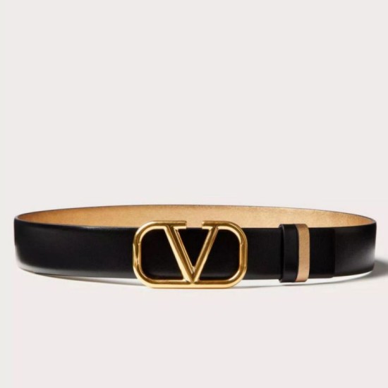 Fake Valentino VLogo Reversible Belt 30mm Black and Gold Metallic Calfskin Replica Replica Valentino VLogo Reversible Belt 30mm Black and Gold Metallic Calfskin
