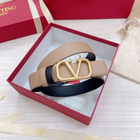 Replica Valentino VLogo Reversible Belt 30mm Beige and Black Calfskin