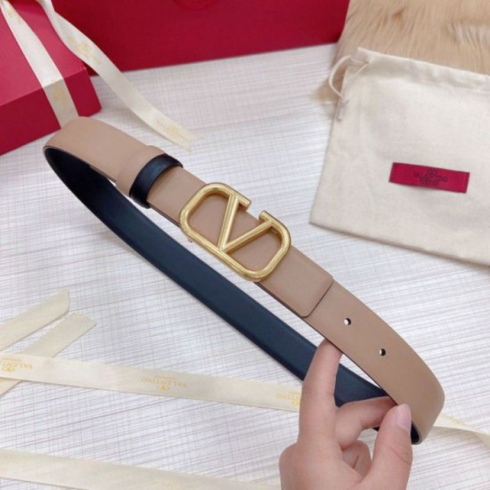 Replica Valentino VLogo Reversible Belt 30mm Beige and Black Calfskin