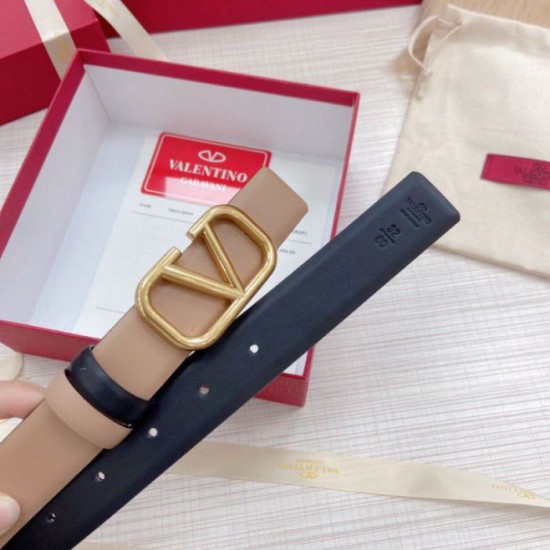 Replica Valentino VLogo Reversible Belt 30mm Beige and Black Calfskin