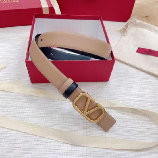 Replica Valentino VLogo Reversible Belt 30mm Beige and Black Calfskin