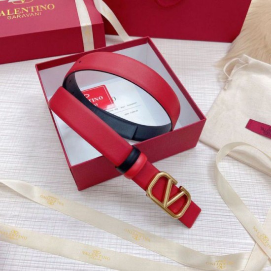 Replica Valentino VLogo Reversible Belt 30mm Black and Red Calfskin