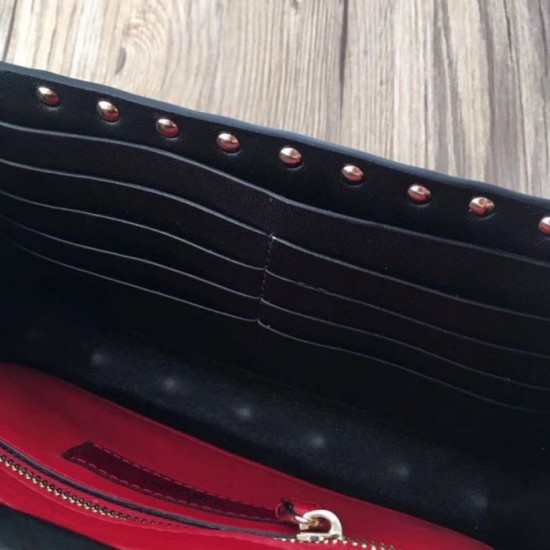 Replica Valentino Rockstud Spike Chain Clutch Black Lambskin