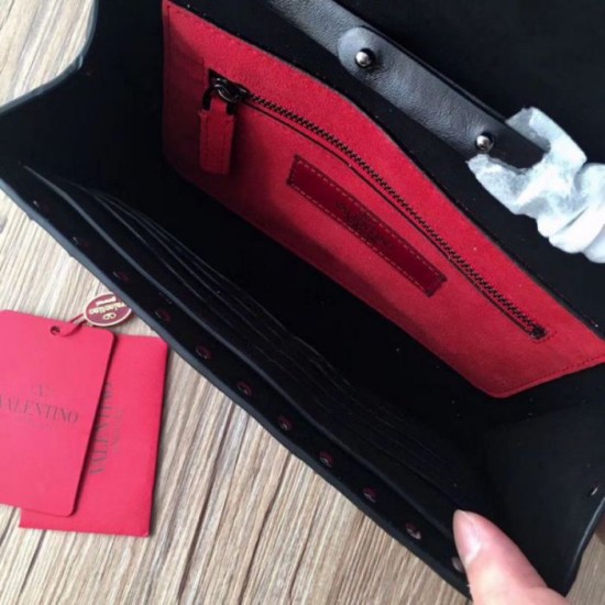Replica Valentino Rockstud Spike Chain Clutch Crinkled Lambskin