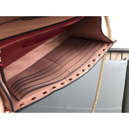 Replica Valentino Rockstud Spike Chain Clutch Poudre Lambskin