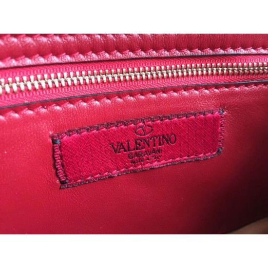 Replica Valentino Rockstud Spike Chain Clutch Poudre Lambskin