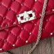 Fake Valentino Rockstud Spike Chain Clutch Red Lambskin Replica