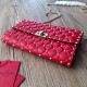 Fake Valentino Rockstud Spike Chain Clutch Red Lambskin Replica