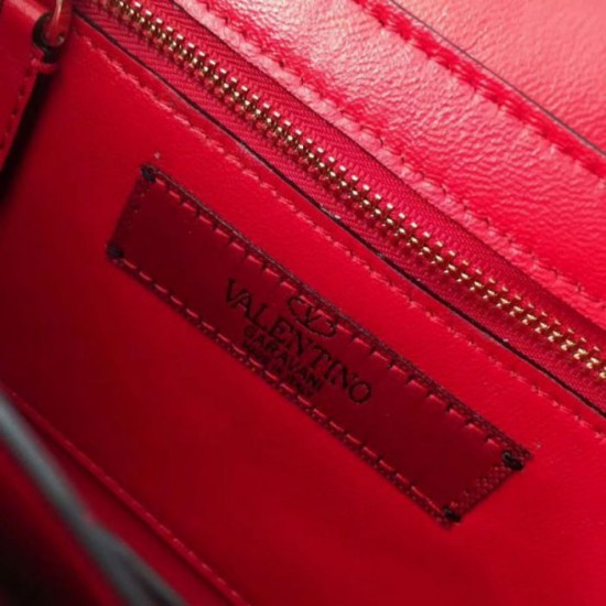 Fake Valentino Rockstud Spike Chain Clutch Red Lambskin Replica