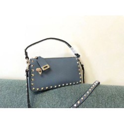 Replica Valentino Rockstud Small Crossbody Bag Blue Grained Calfskin