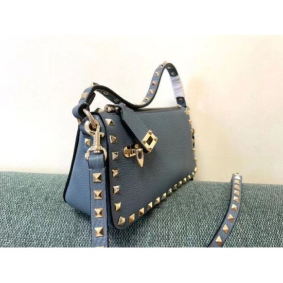 Replica Valentino Rockstud Small Crossbody Bag Blue Grained Calfskin