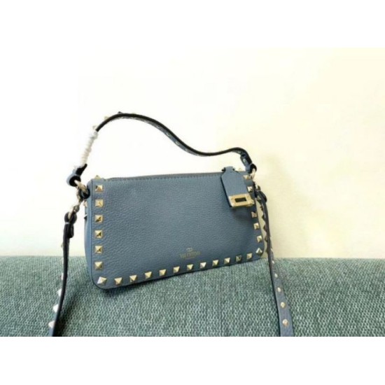 Replica Valentino Rockstud Small Crossbody Bag Blue Grained Calfskin