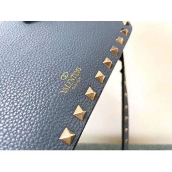 Replica Valentino Rockstud Small Crossbody Bag Blue Grained Calfskin