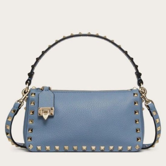 Replica Valentino Rockstud Small Crossbody Bag Blue Grained Calfskin