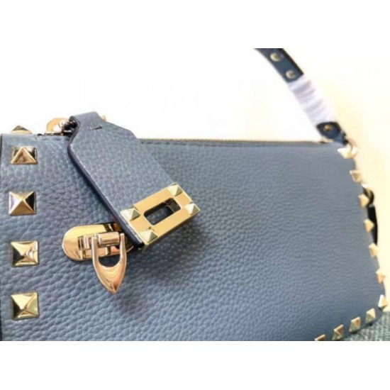 Replica Valentino Rockstud Small Crossbody Bag Blue Grained Calfskin