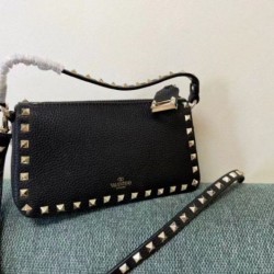 Fake Valentino Rockstud Small Crossbody Bag Black Grained Calfskin Replica
