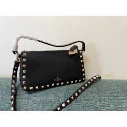 Fake Valentino Rockstud Small Crossbody Bag Black Grained Calfskin Replica