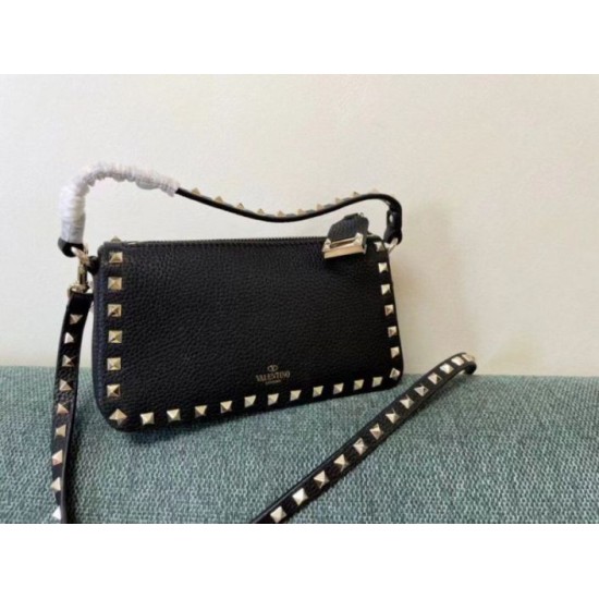Fake Valentino Rockstud Small Crossbody Bag Black Grained Calfskin Replica