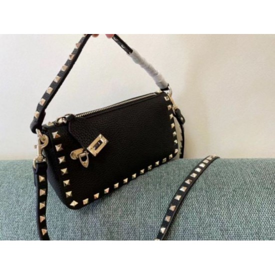 Fake Valentino Rockstud Small Crossbody Bag Black Grained Calfskin Replica
