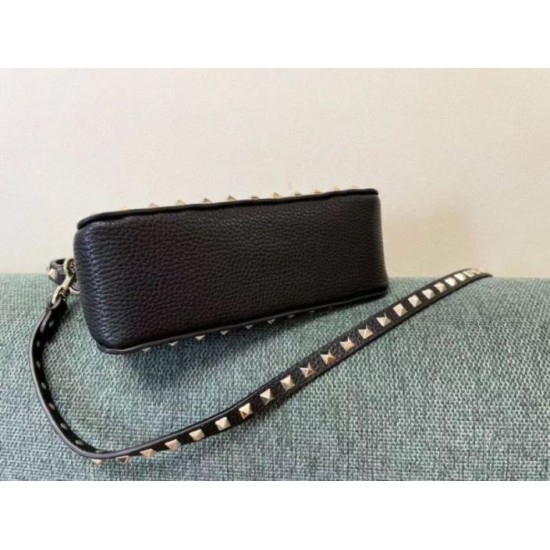 Fake Valentino Rockstud Small Crossbody Bag Black Grained Calfskin Replica