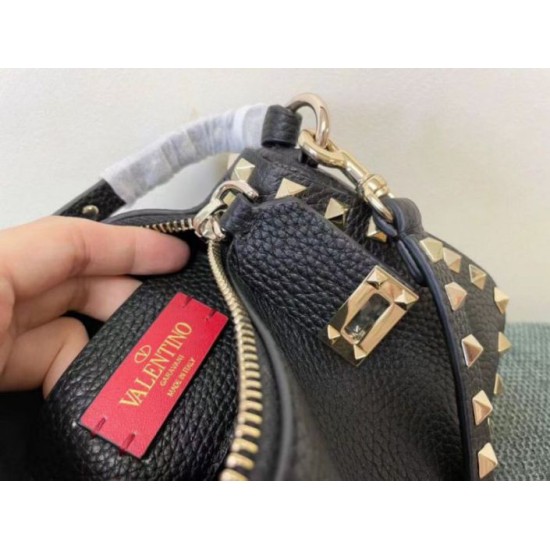 Fake Valentino Rockstud Small Crossbody Bag Black Grained Calfskin Replica